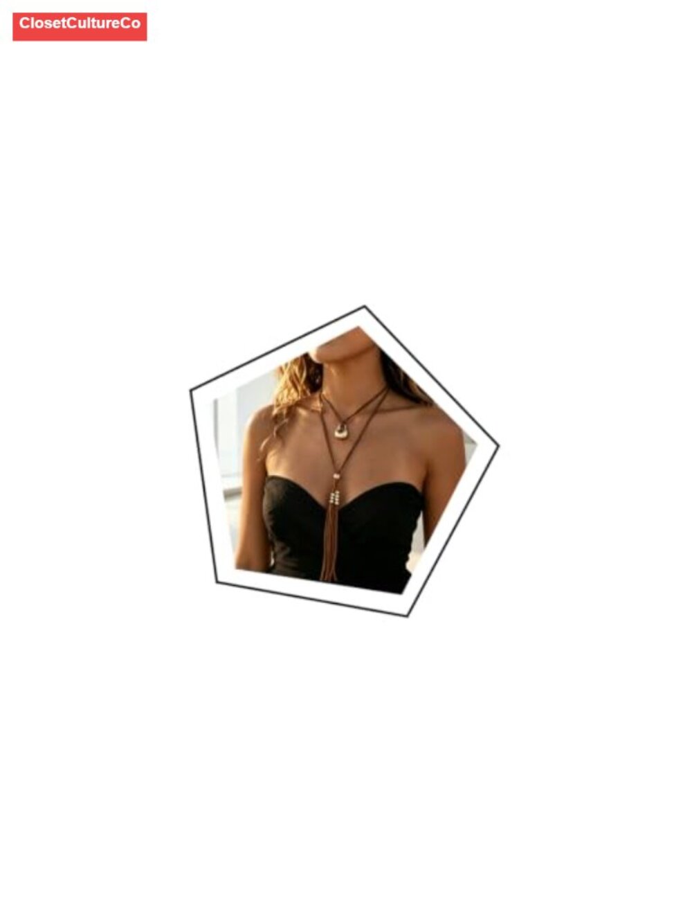 Brown Suede Cord Choker Necklace Adjustable Layered Y Drop Tassel Boho Western